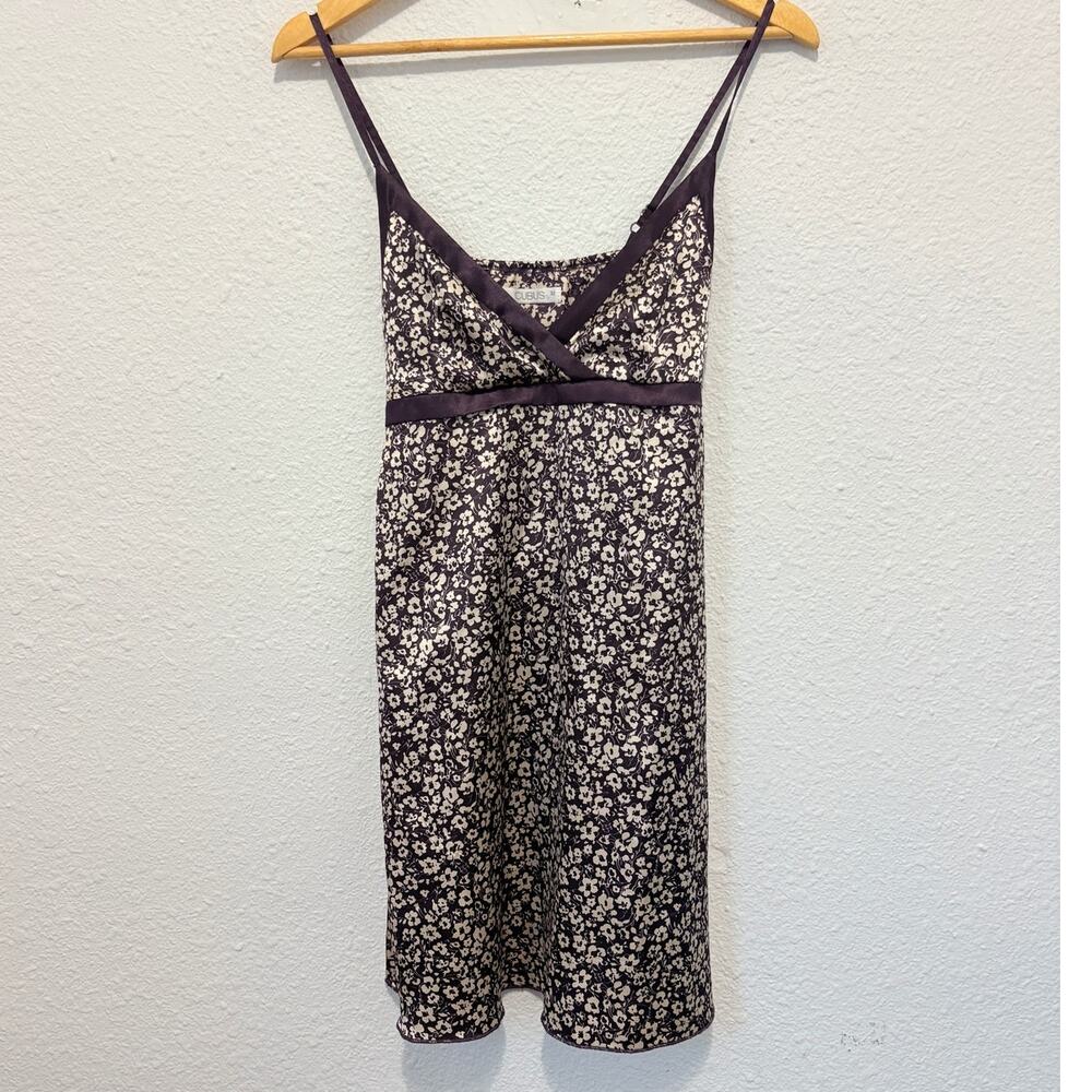 Y2K Slip Dress Floral Babydoll Satin Mini Dress Purple Dainty Fairy Going Out